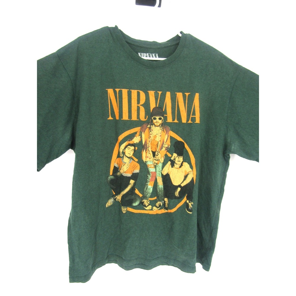 Pull&Bear Nirvana Graphic T-Shirt Mens XL Green Short Sleeve Band Tee 2022